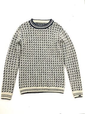 Icewear Icelandic Wool Birdseye Knit Crewneck Sweater, Navy/Cream, Unisex XS